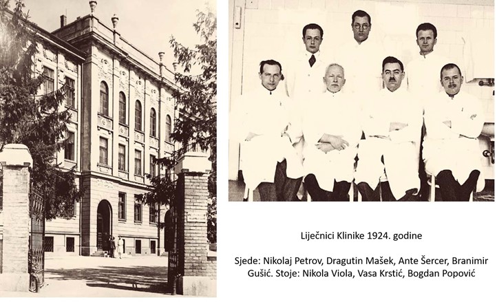 1924. godina / liječnici Klinike - Nikolaj Petrov, Dragutin Mašek, Ante Šercer, Branimir Gušić, Nikola Viola, Vasa Krstić, Bogdan Popović